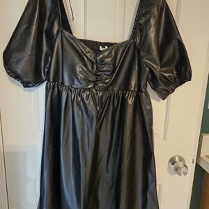 Elegant Black Puff Sleeve Mini Dress